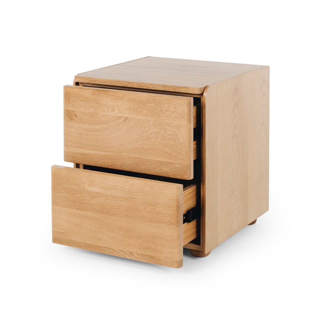 Cube Natural Oak Side Table 2drawer (Oak Top) image 3